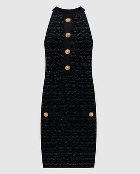 Balmain Black tweed dress with branded accessories FF0RC010KJ16