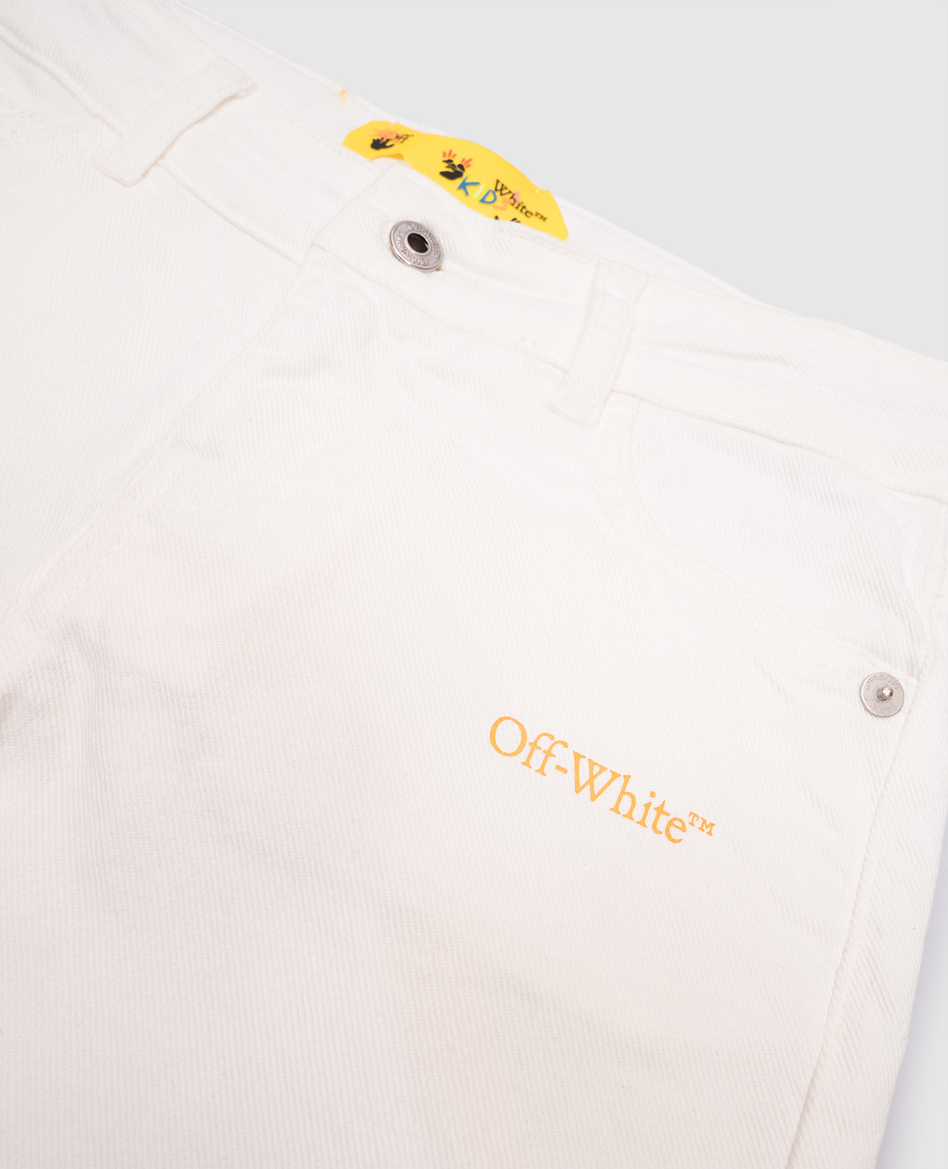 

Children's white denim shorts with logo print Off-White