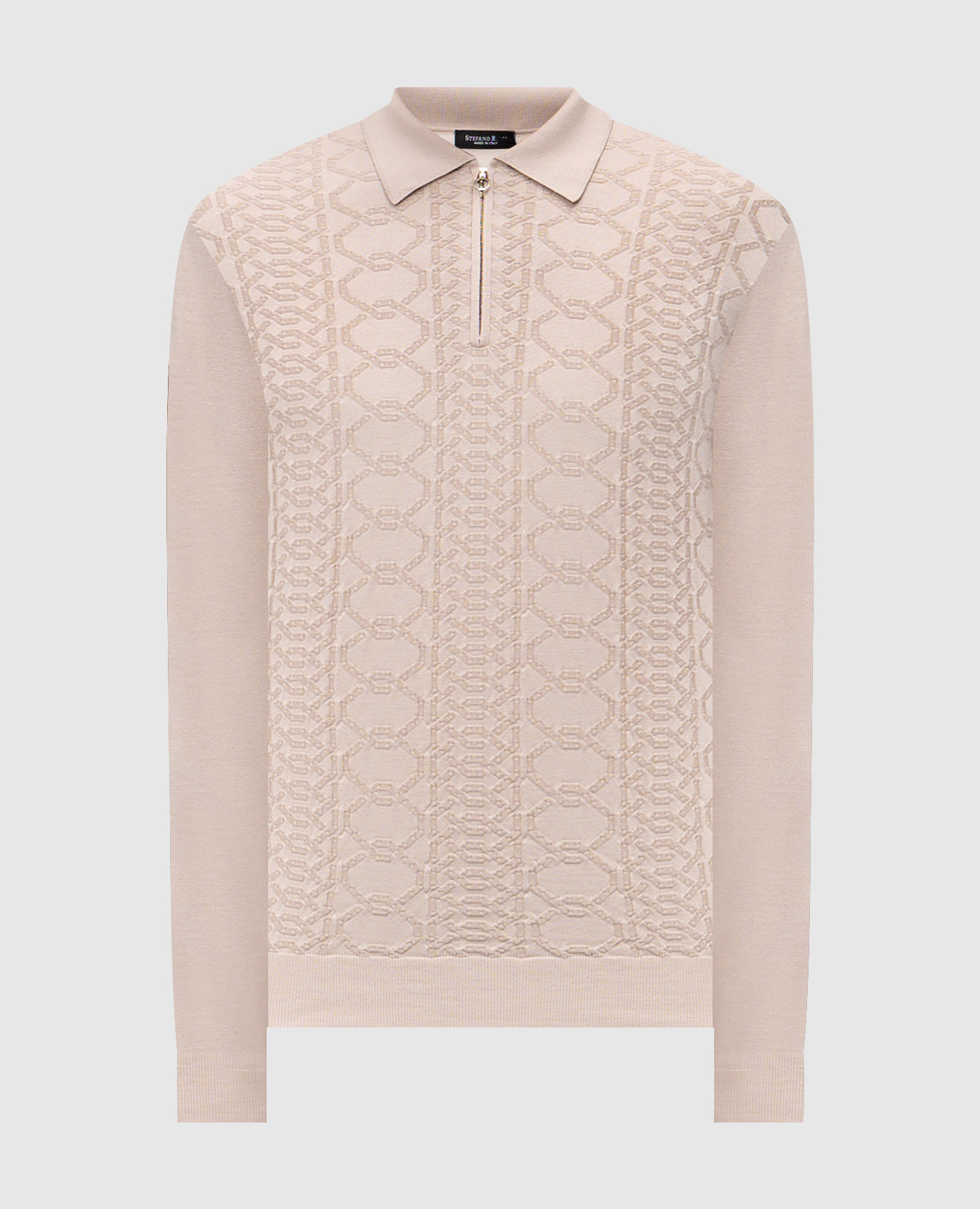 

Beige wool and silk patterned polo shirt Stefano Ricci