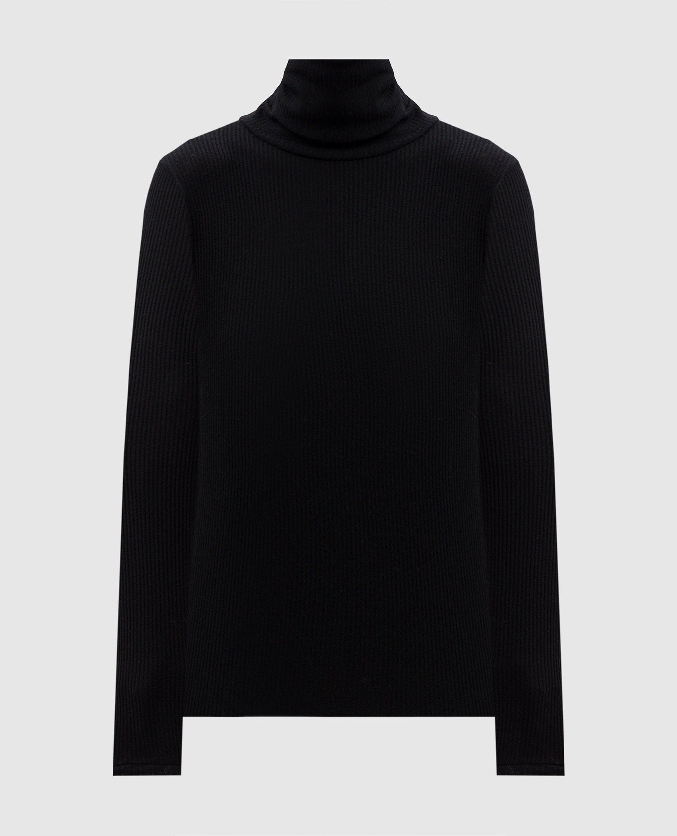 

Black wool ribbed turtleneck with logo emblem embroidery Lou Lou Studio