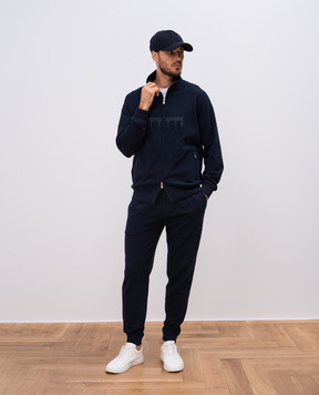 Brunello Cucinelli Blue joggers with logo print MM8363231G