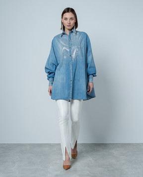 Ermanno Scervino Blue denim shirt with rivets D442K352FRQ