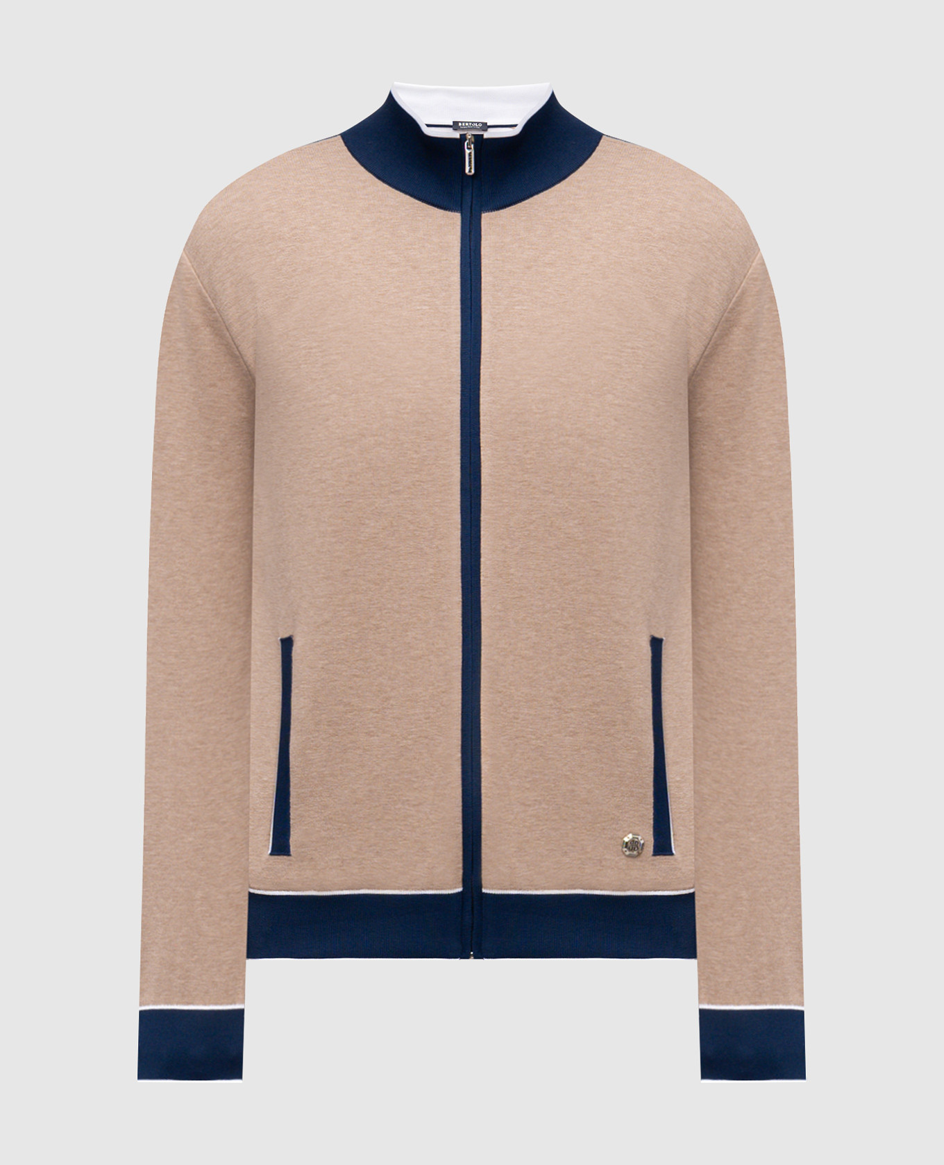 

Beige sports jacket with contrast trim Bertolo Cashmere