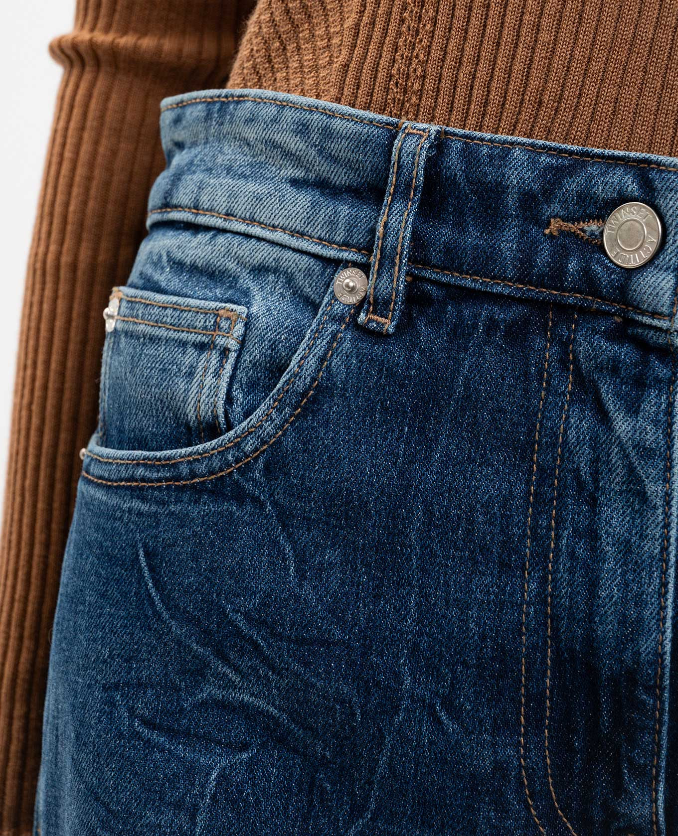 Blue jeans with a worn effect Twinset 5