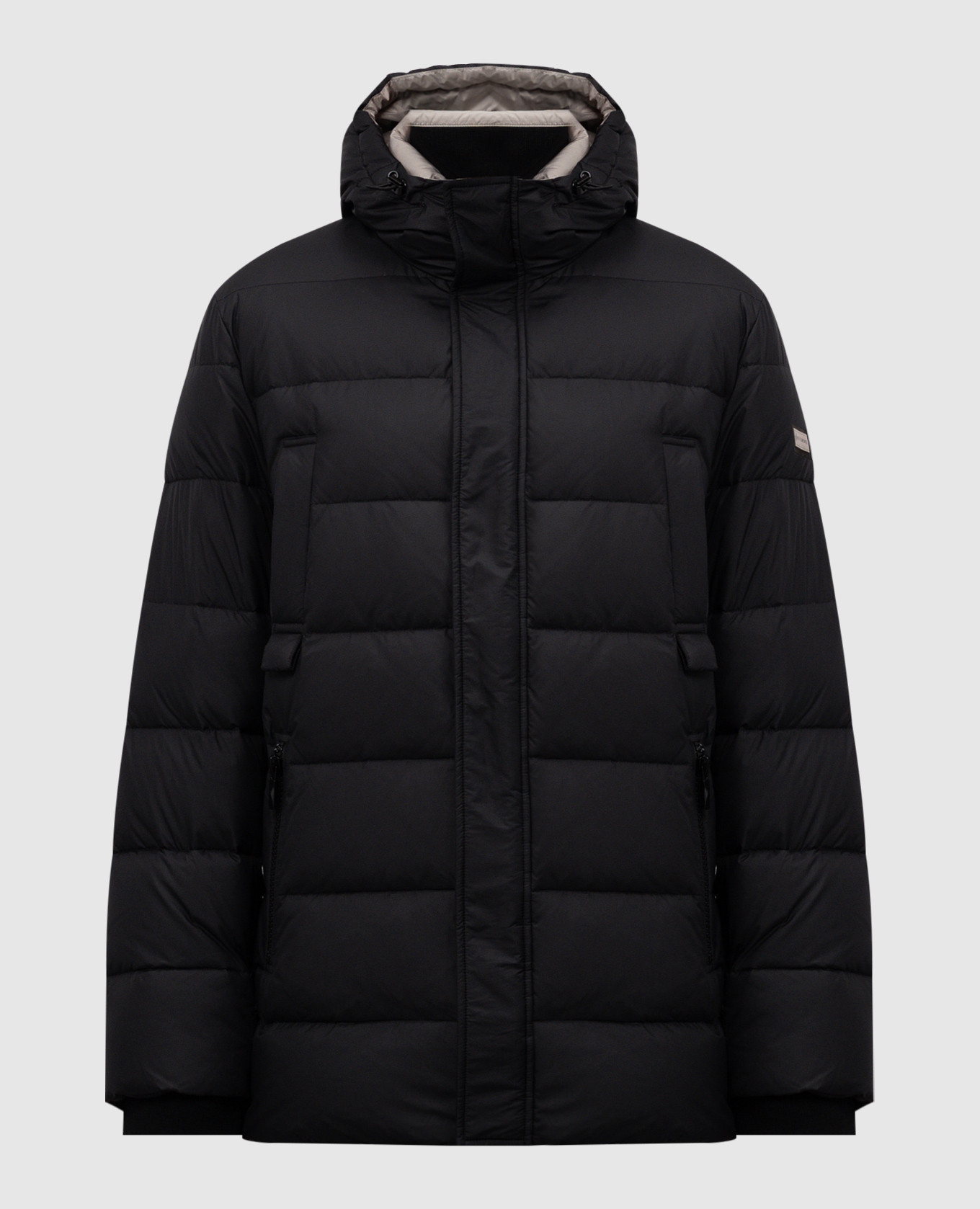 Nou Be Florence Black puffer jacket with logo patch