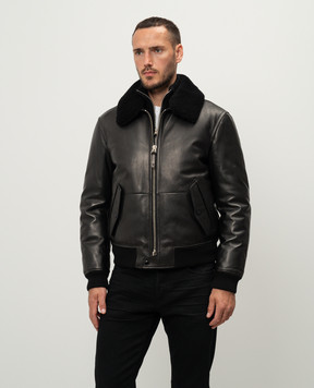 Tom Ford Black leather down jacket LBD004LMN014S24