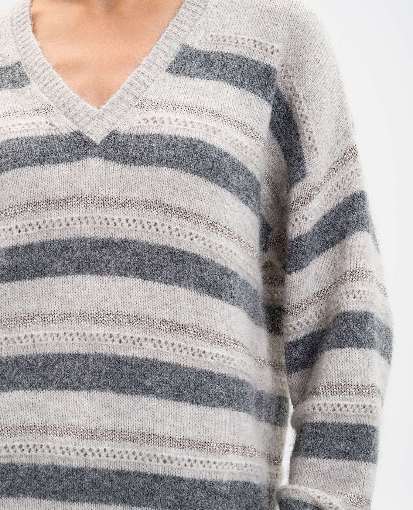 Gray striped alpaca pullover Twinset 5