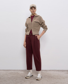 Brunello Cucinelli Burgundy T-shirt with monil chain MPT81EC710