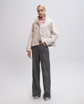 Dondup Francine gray patterned linen pants DP777FF0410DXXX