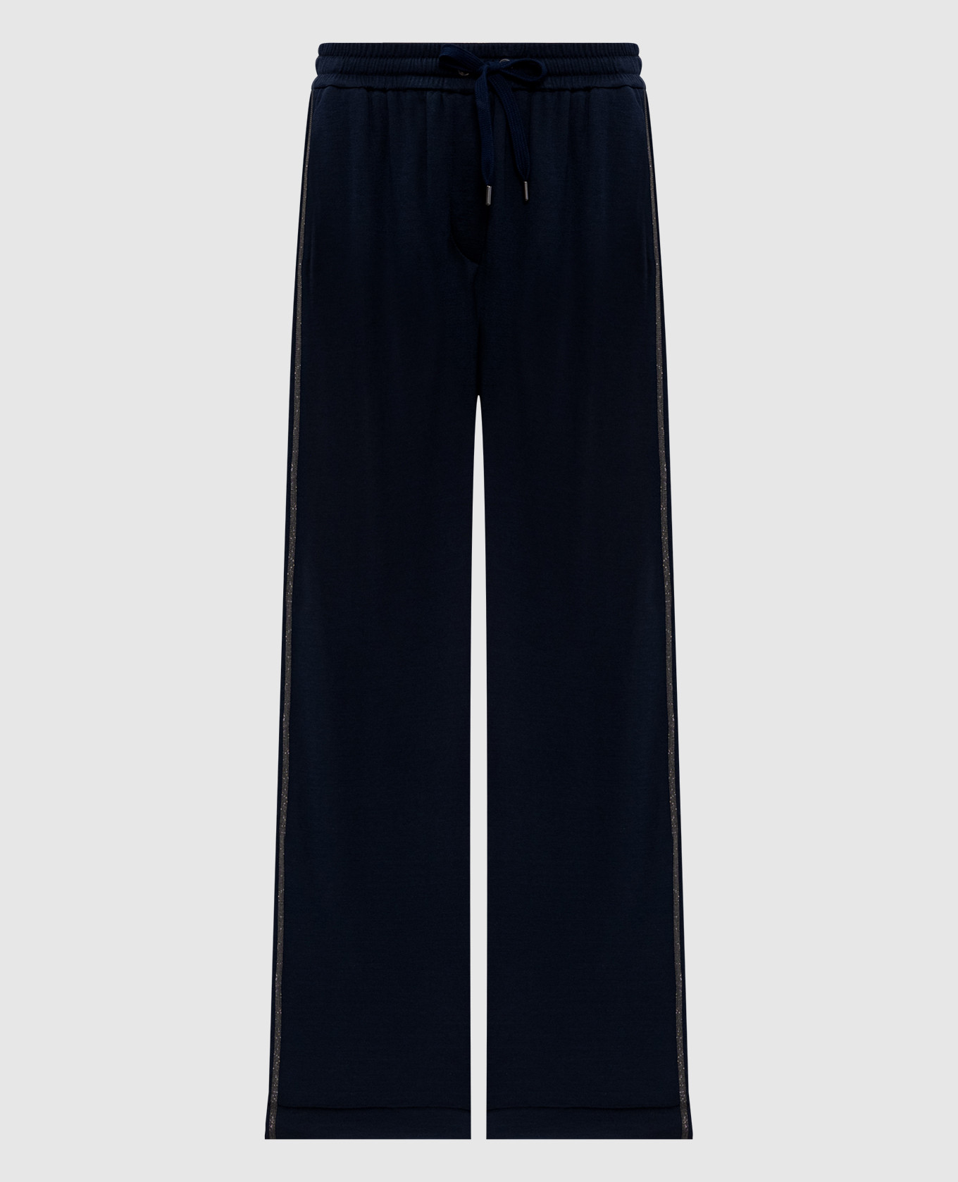 Blue silk sweatpants with monil chain Brunello Cucinelli