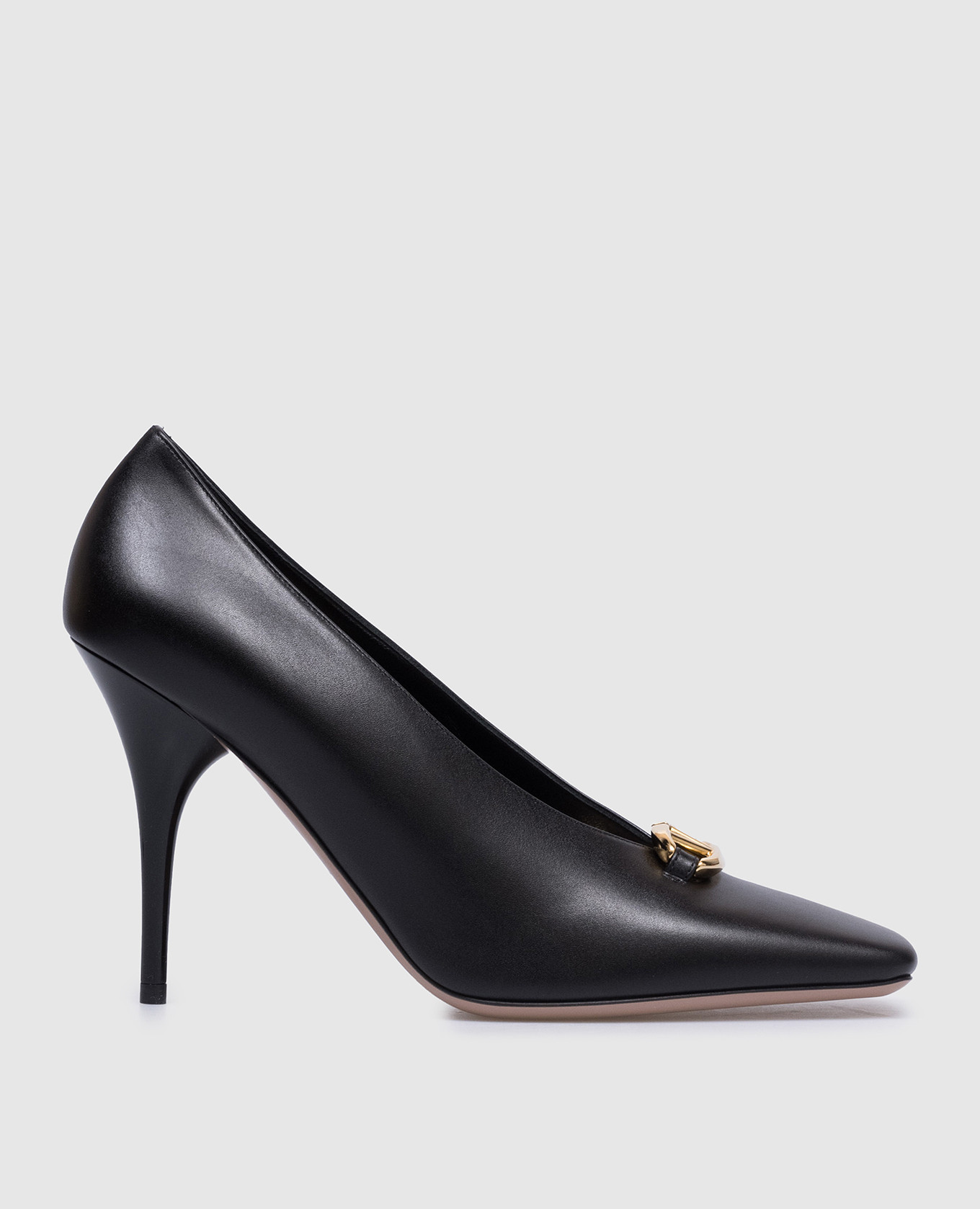 Black leather boat shoes with vlogo logo valentino