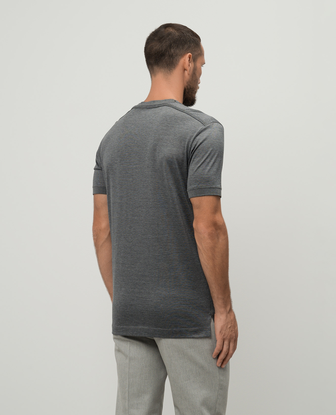 

Gray silk t-shirt with textured logo patch Dolce&Gabbana, Grey