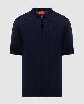 ISAIA Blue wool, silk and cashmere polo shirt MG8348Y0503