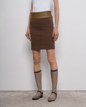Brunello Cucinelli Brown skirt with leather insert M0A184282
