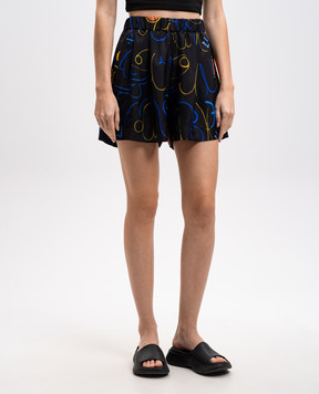 Asceno Zurich printed silk shorts in black B027F04C438