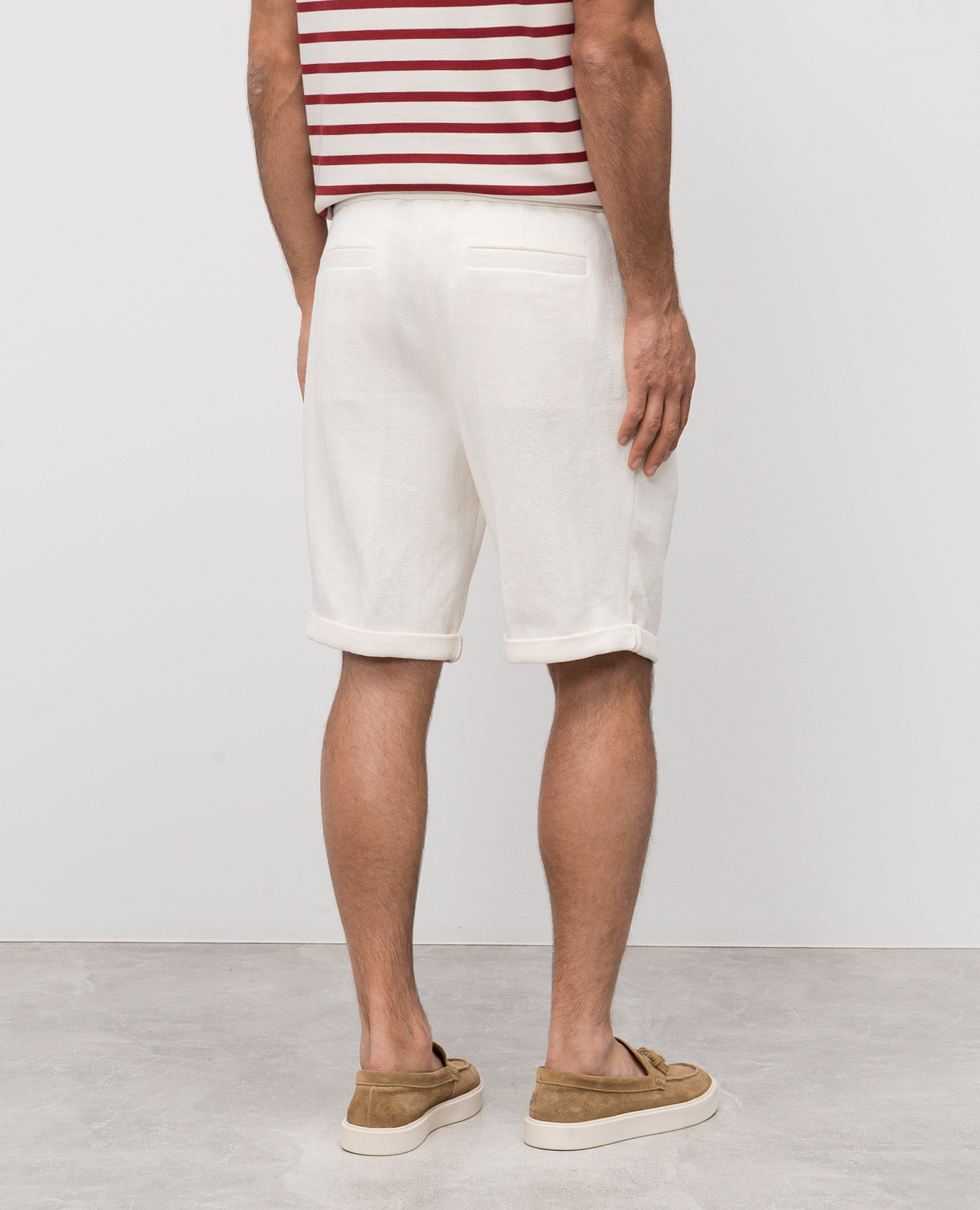 

White linen shorts with lapels Brunello Cucinelli