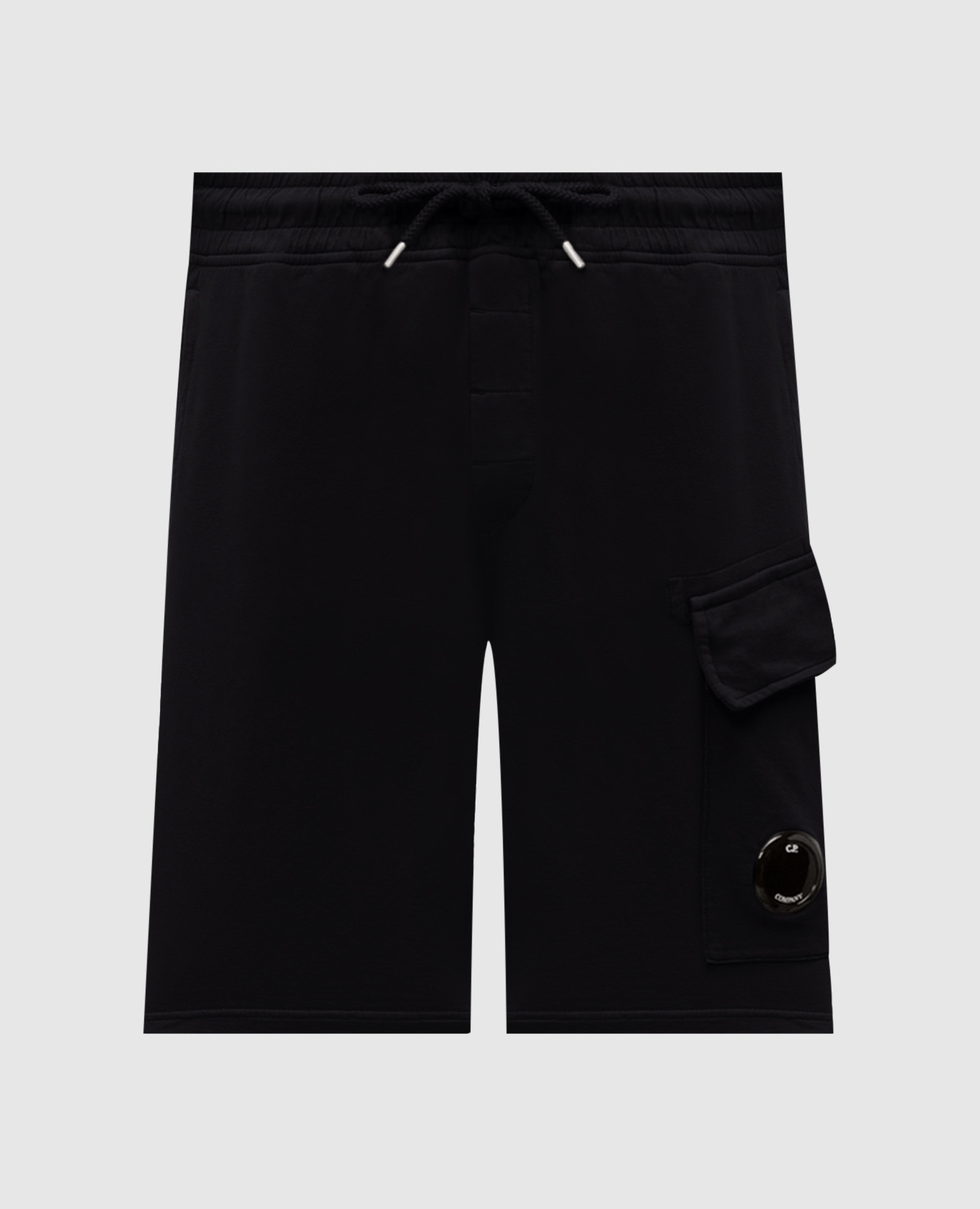 Black cargo shorts with logo patch C.P. Company