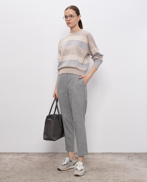 Peserico Beige striped wool, silk and cashmere jumper A99367F129233B