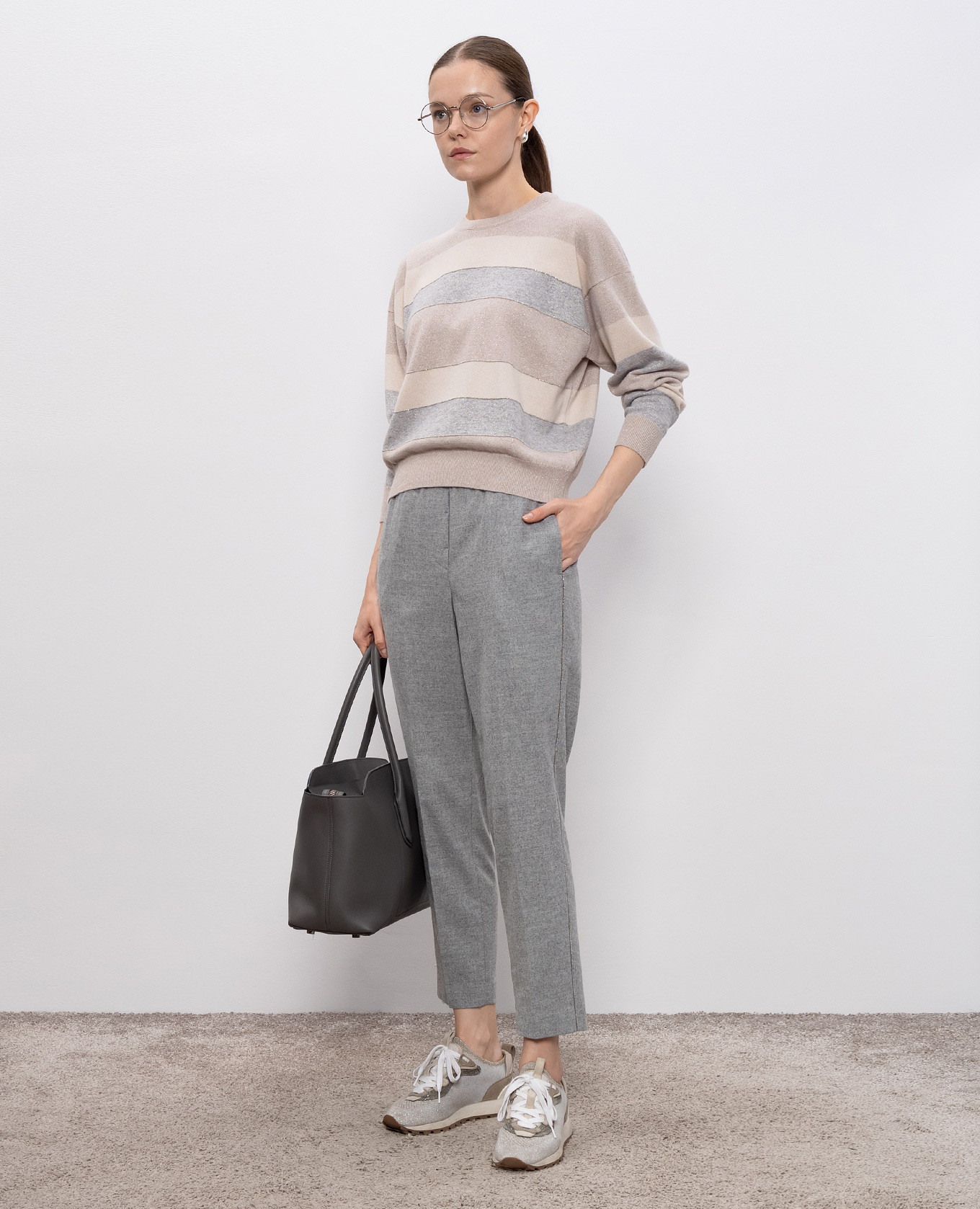 

Gray wool pants with monil chain Peserico, Grey