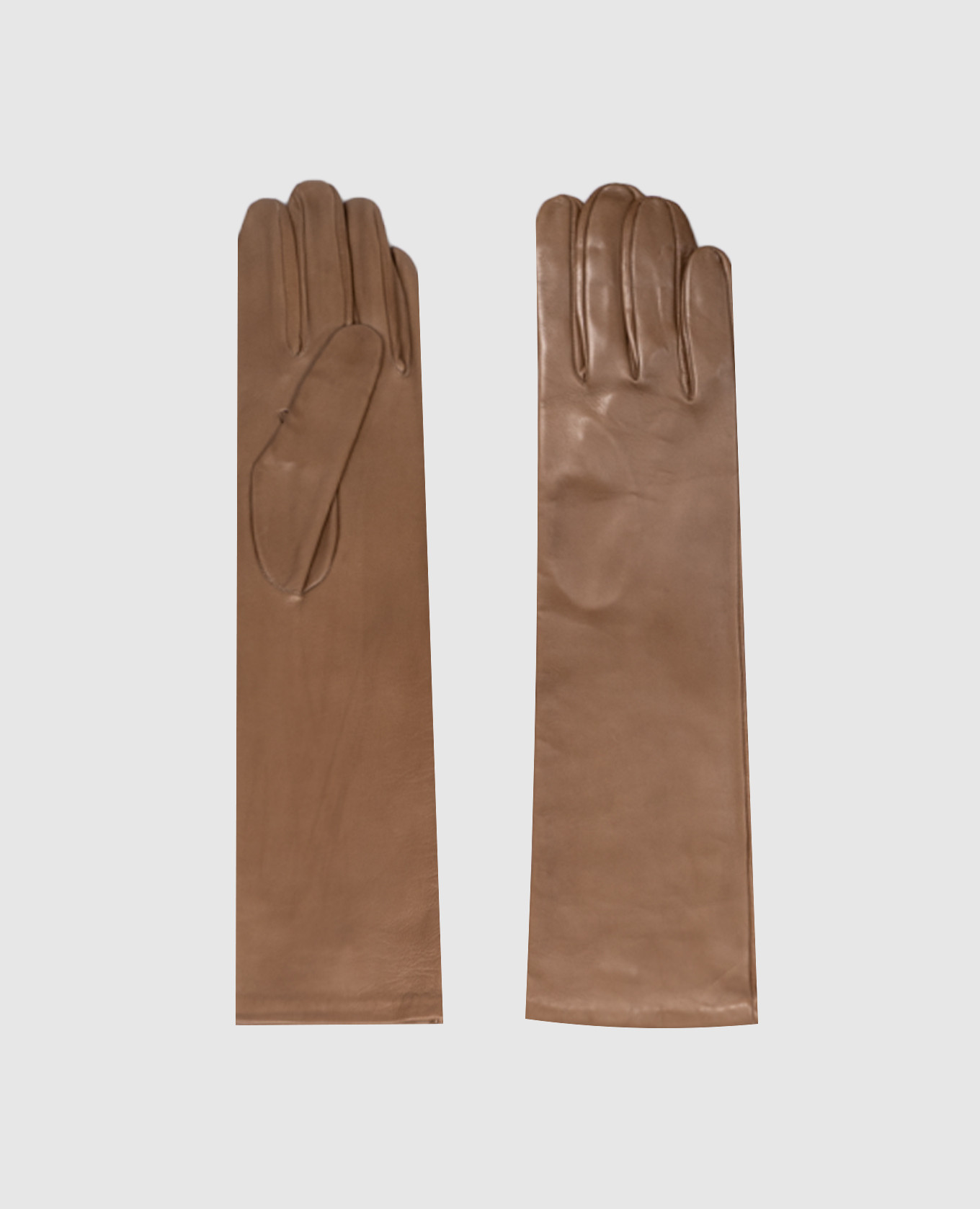 Brown leather long gloves Babe Pay Pls