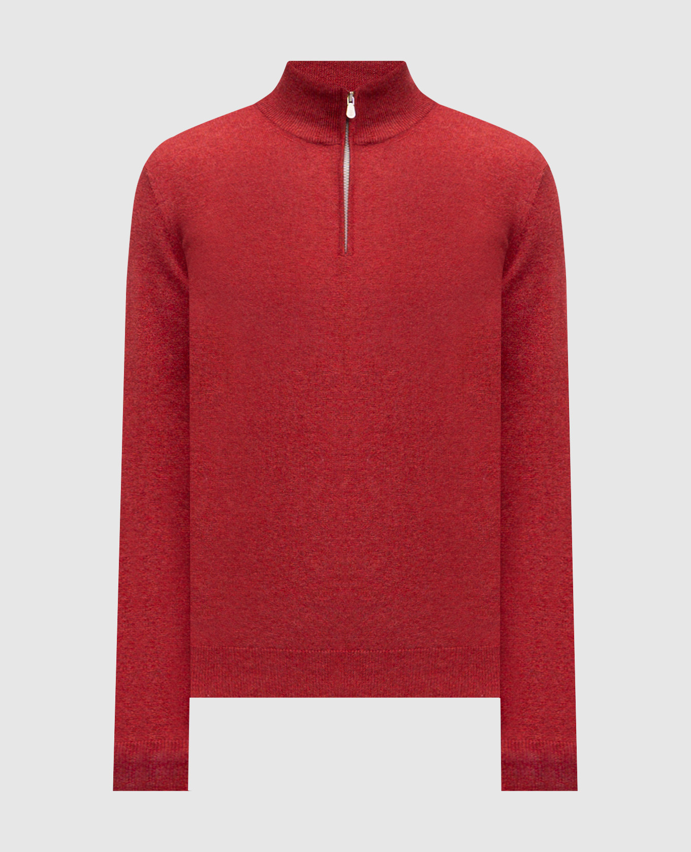 Red cashmere jumper with zipper Brunello Cucinelli