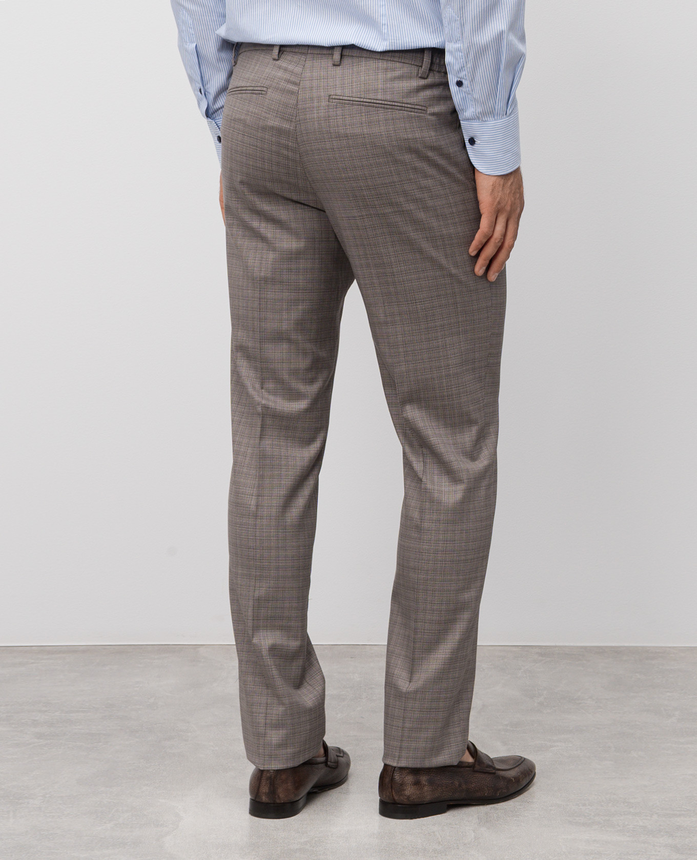 

Beige wool checked pants Stefano Ricci