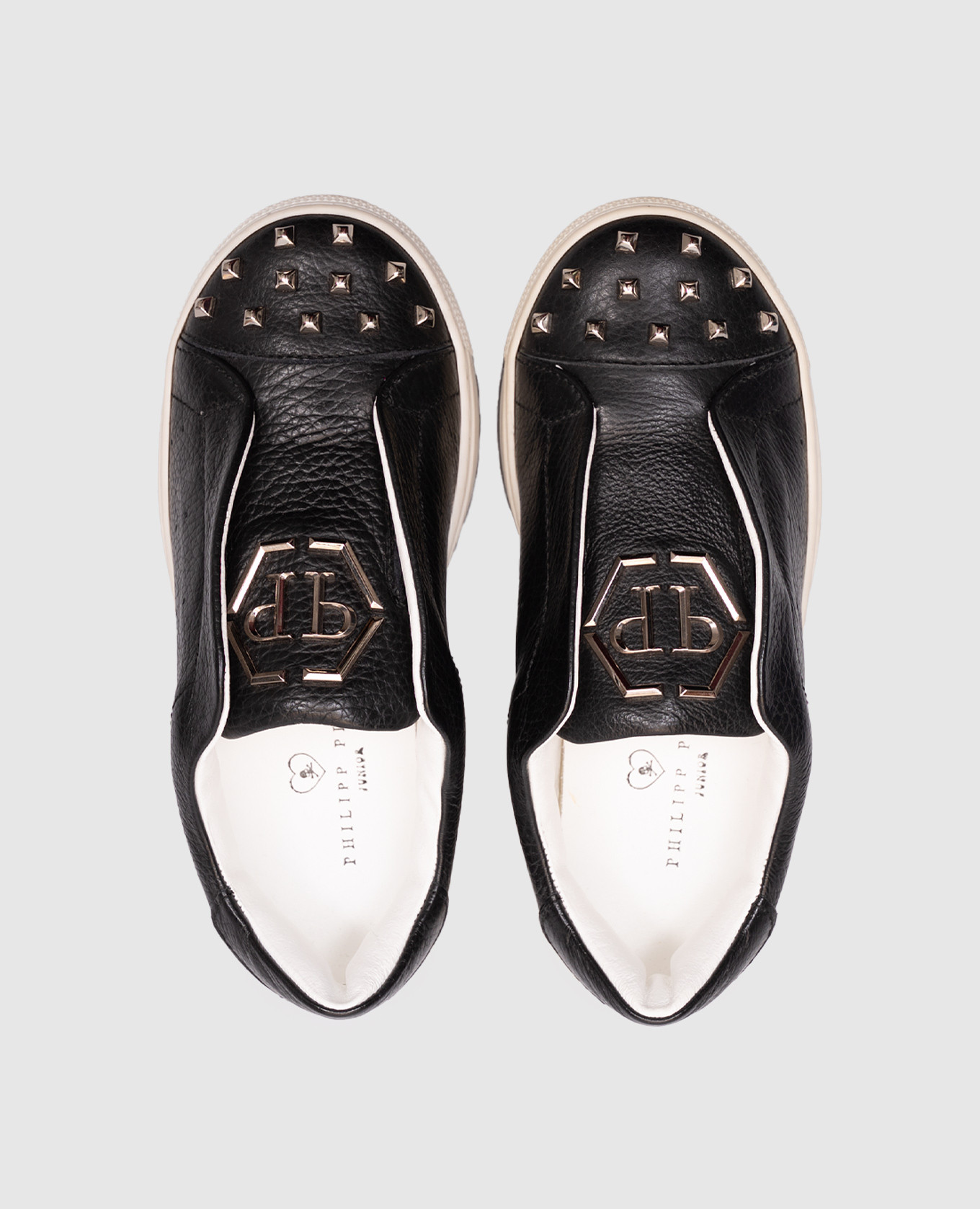 

Children's black leather sneakers with monogram logo Philipp Plein