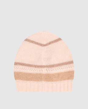 Twinset Pink alpaca wool hat with emblem pattern 252TO5591