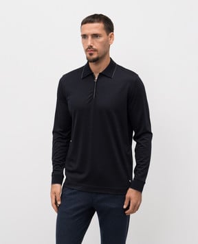 Stefano Ricci Blue wool polo shirt with emblem K909051P30T25303