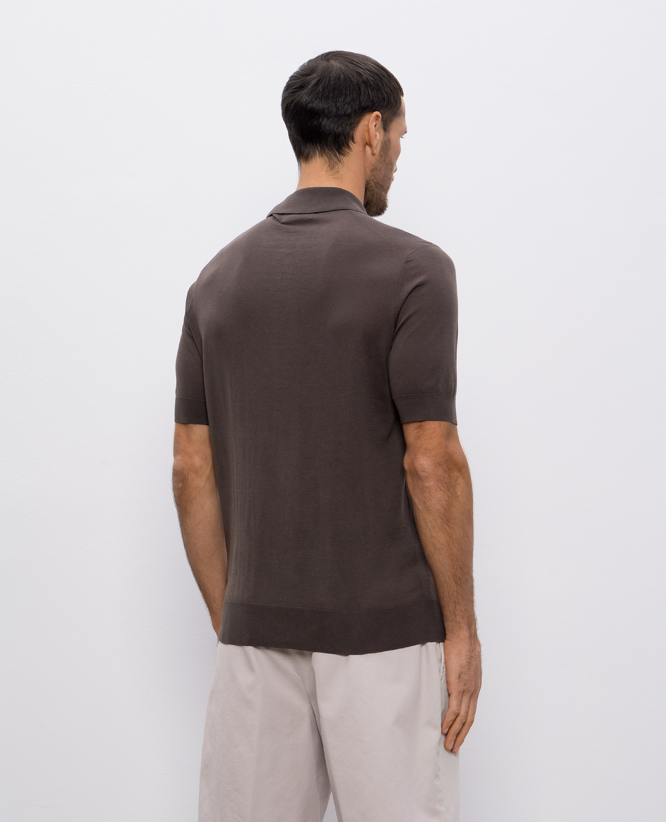 Brown silk polo shirt Brunello Cucinelli 4