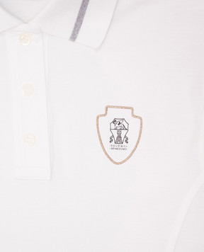 Brunello Cucinelli Children's white polo shirt with logo emblem B0T81T441C