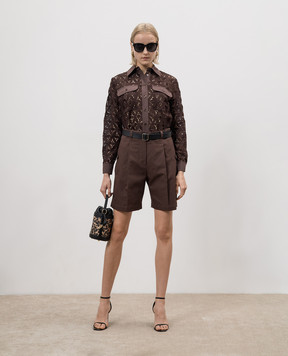Max Mara Weekend AFONA brown openwork blouse with embroidery AFONA1234