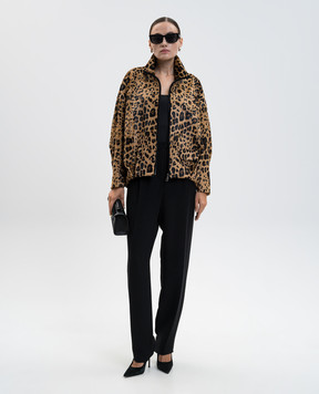 Simonetta Ravizza Preston brown leather jacket in animal print F05JA388K1