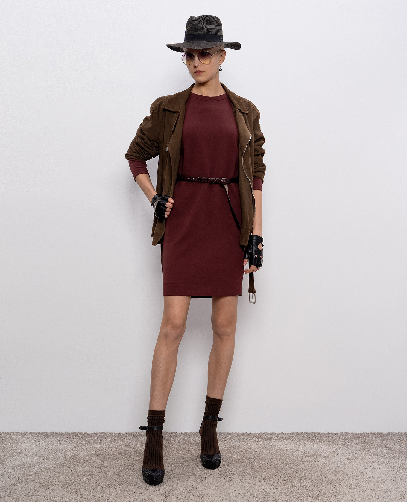 Burgundy wool dress Brunello Cucinelli 2