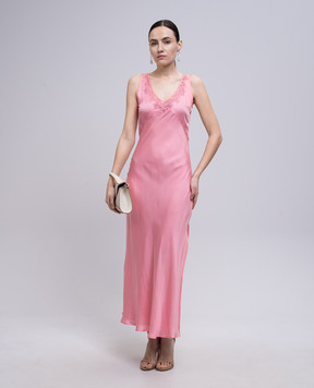 Twinset Pink maxi dress with lace 251TP2370