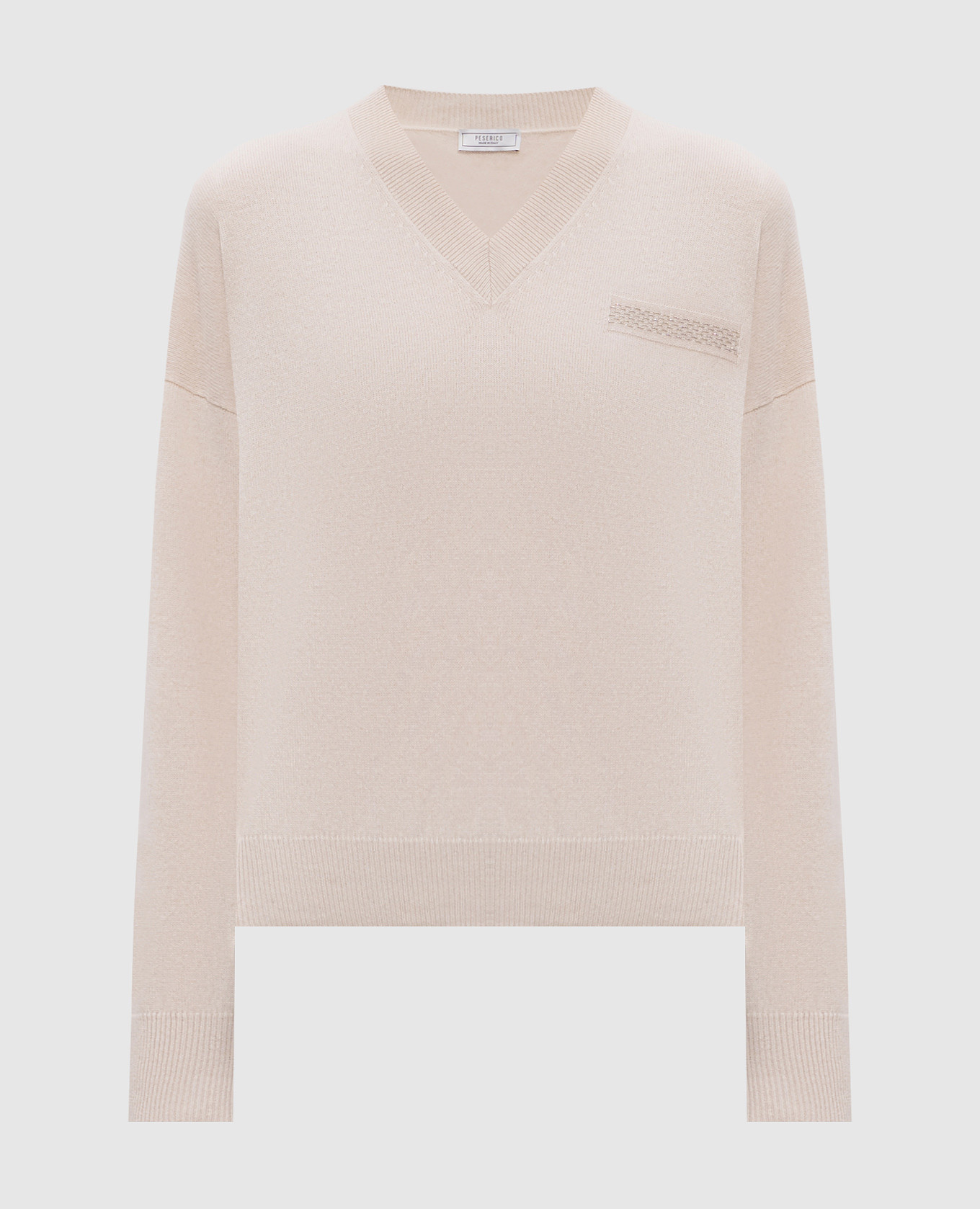 Beige wool, silk and cashmere pullover Peserico