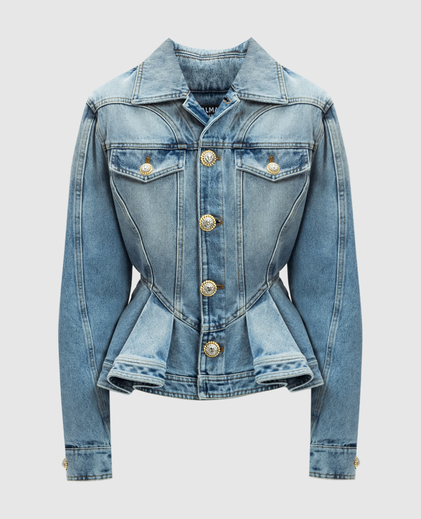 

Blue denim jacket with a distressed effect Balmain, Light blue