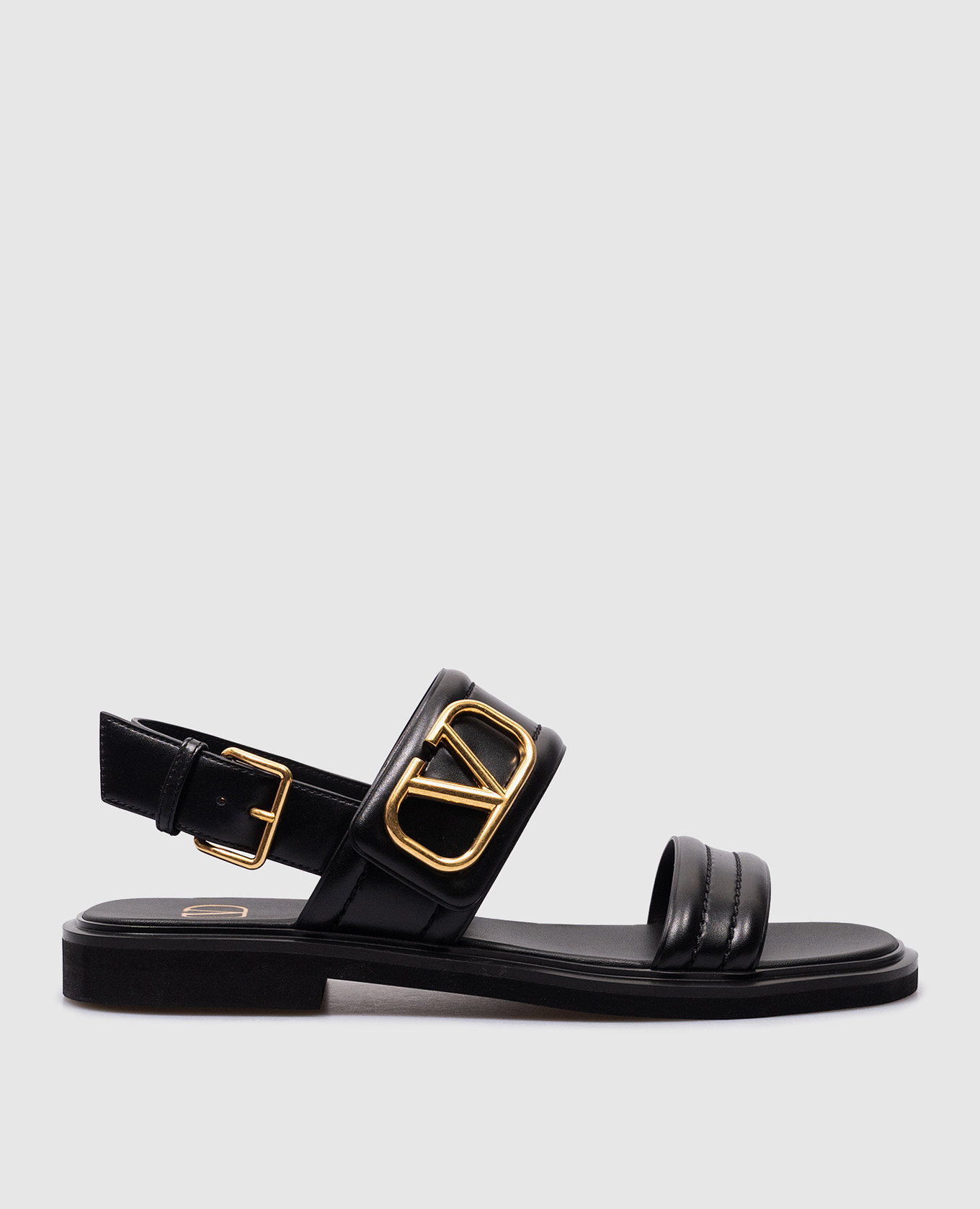 

Black leather sandals with metal VLogo logo Valentino