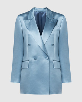 Jacob Lee Blue double-breasted wool and silk jacket WSB047SS24JB