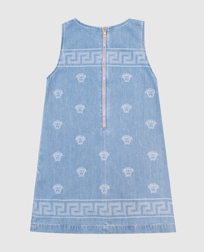 Versace Children's blue denim dress with print 10184011A13070Y