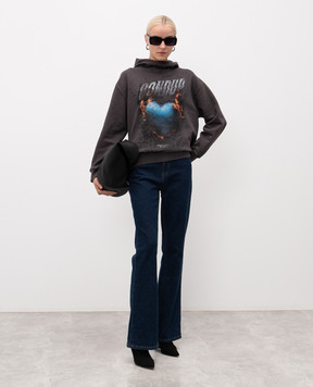 Dondup Gray hoodie with print F509KF0151DLQ3