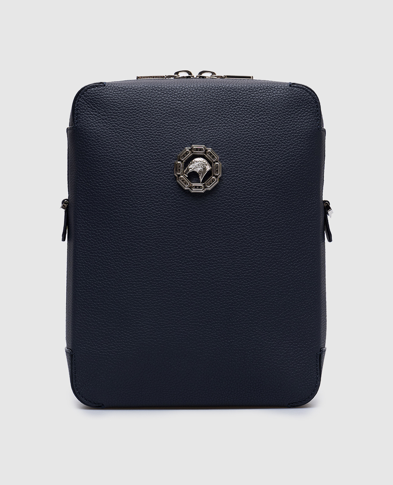 

Blue leather bag with metal logo Stefano Ricci
