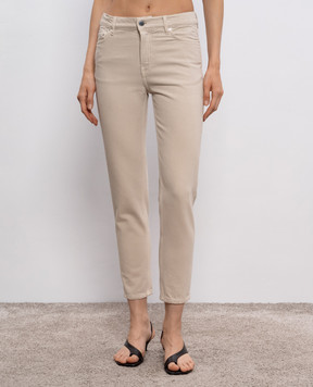 Toteme Beige slim jeans with logo patch 244WRB0222FB0083