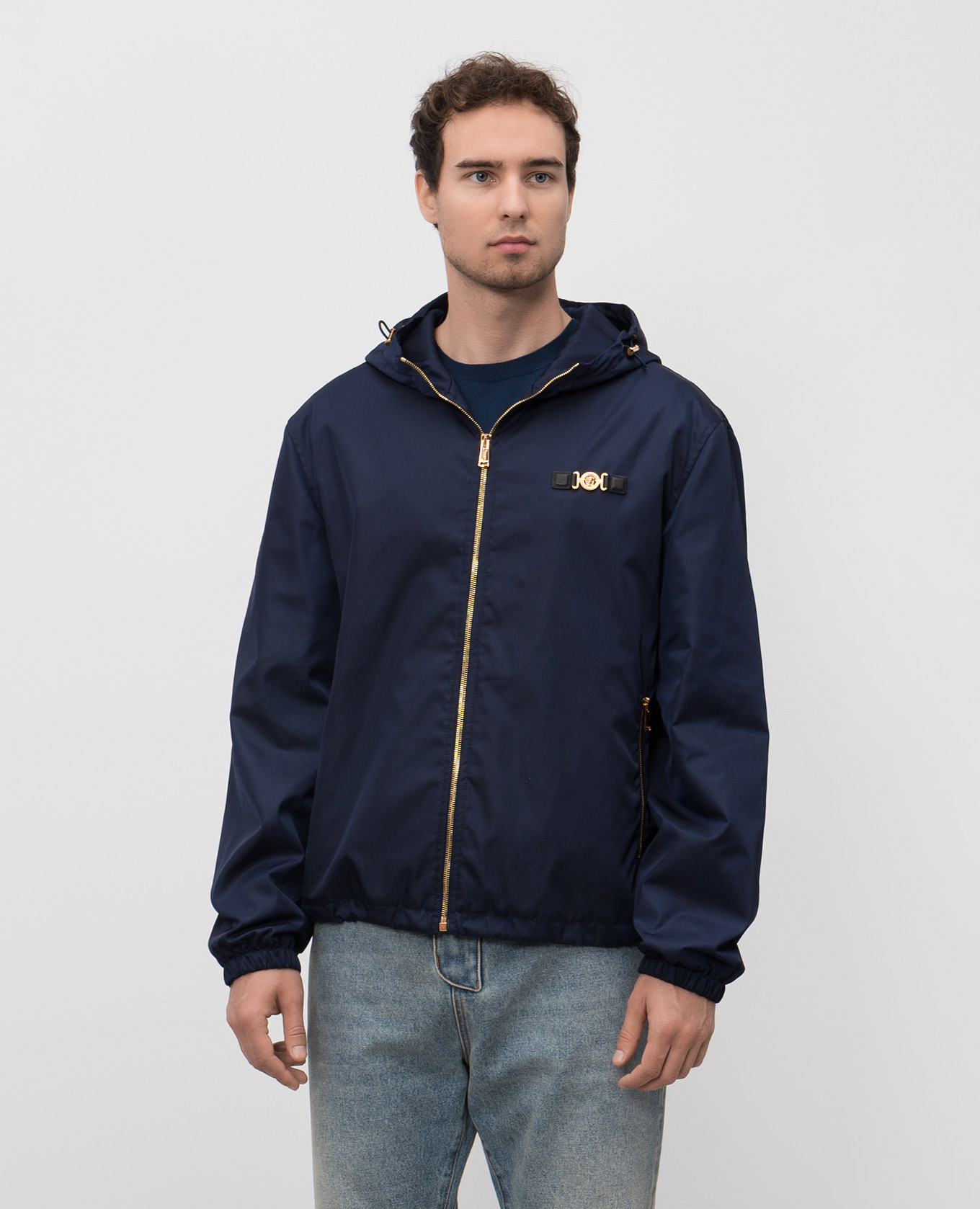 Blue jacket with logo emblem Versace 3