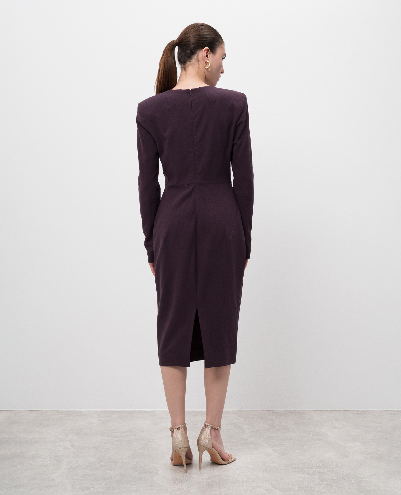 

Purple midi dress with wool Victoria Beckham, Violet