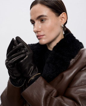 Babe Pay Pls Black leather gloves with rivets 4625
