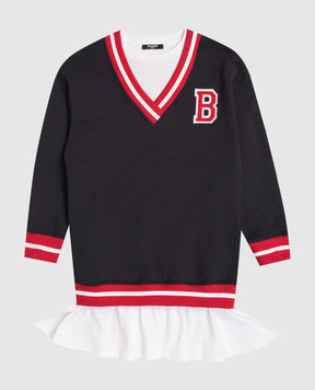 Balmain Children's gray dress with double design BX1B50Z3183