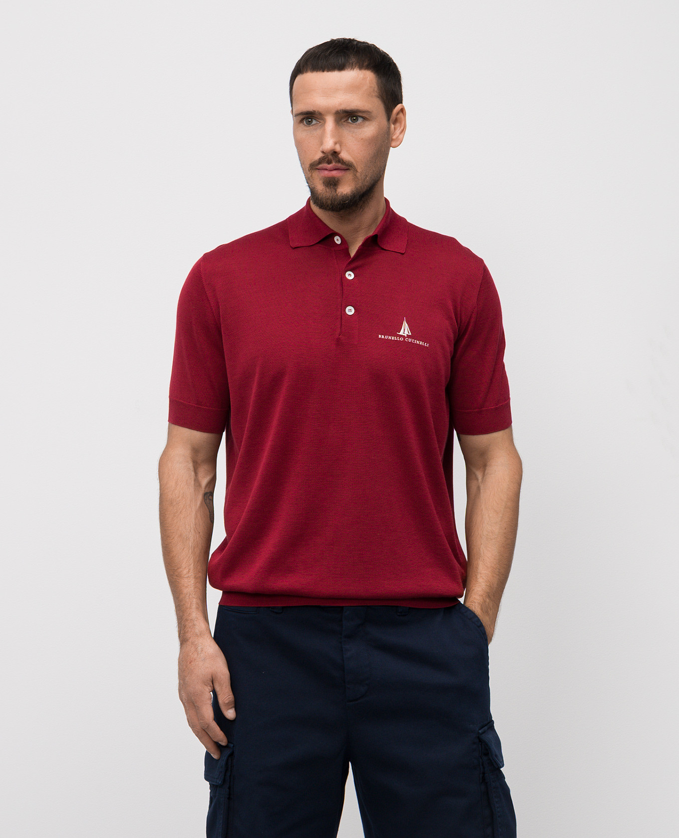 

Burgundy polo with silk Brunello Cucinelli