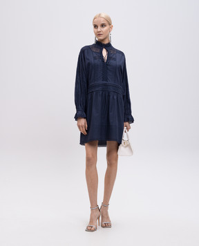Twinset Blue mini dress with lace 251TP2380