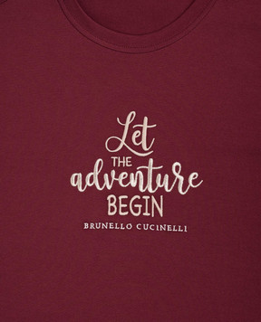 Brunello Cucinelli Children's burgundy T-shirt with embroidery B0T81T477B